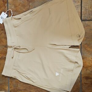 NEW Cream Yoga Mila Ribbed Flowy Shorts in Stone (Tan) w/ HHY Branding